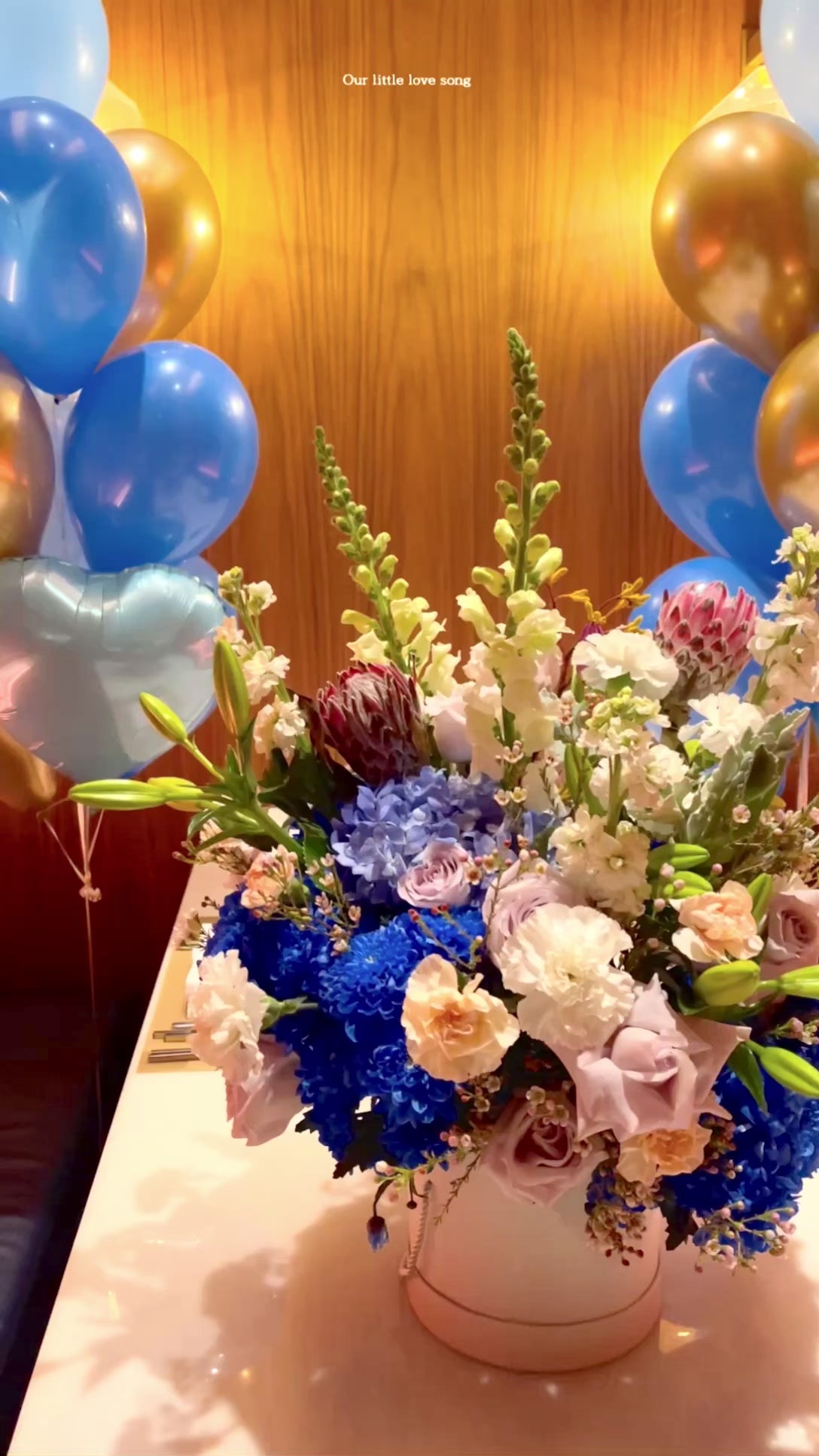 blue helium balloon bouquet customized name birthday bubble balloon with tassel fresh flower box blue blush