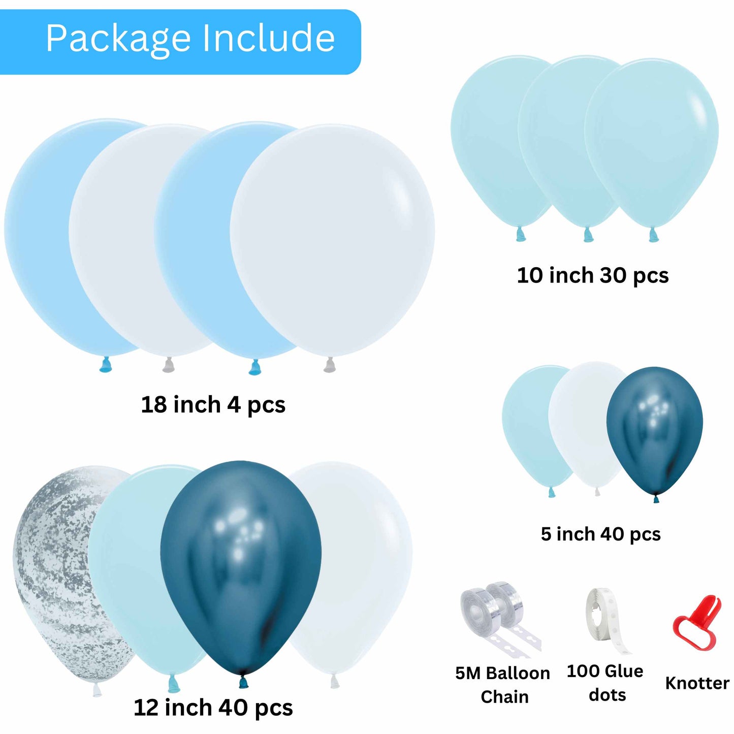 Ocean Blue balloon garland kit 123pcs