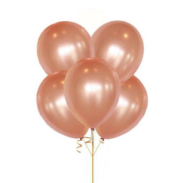 Metallic Rose Gold 11 inch latex balloon bouquet of 5 - ONE UP BALLOONS