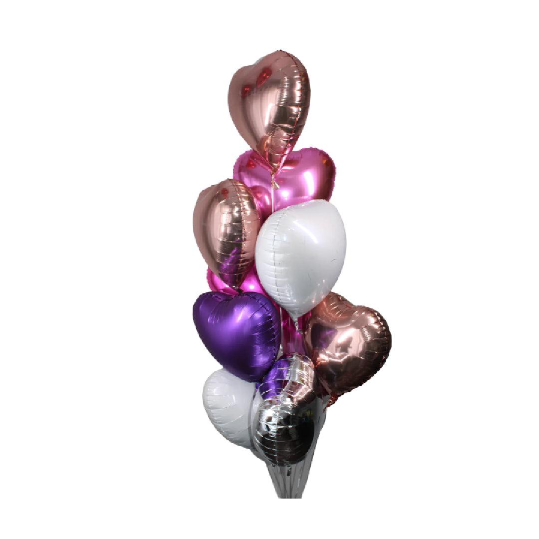 Popular love heart bundle balloon bouquet of 10 - ONE UP BALLOONS