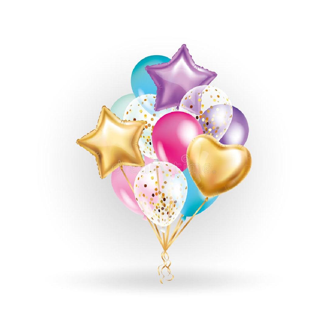 Fancy dream world helium star heart balloon bouquet - ONE UP BALLOONS