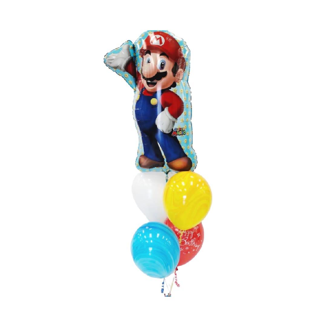 Mario Yah birthday celebration helium balloon bouquet - ONE UP BALLOONS