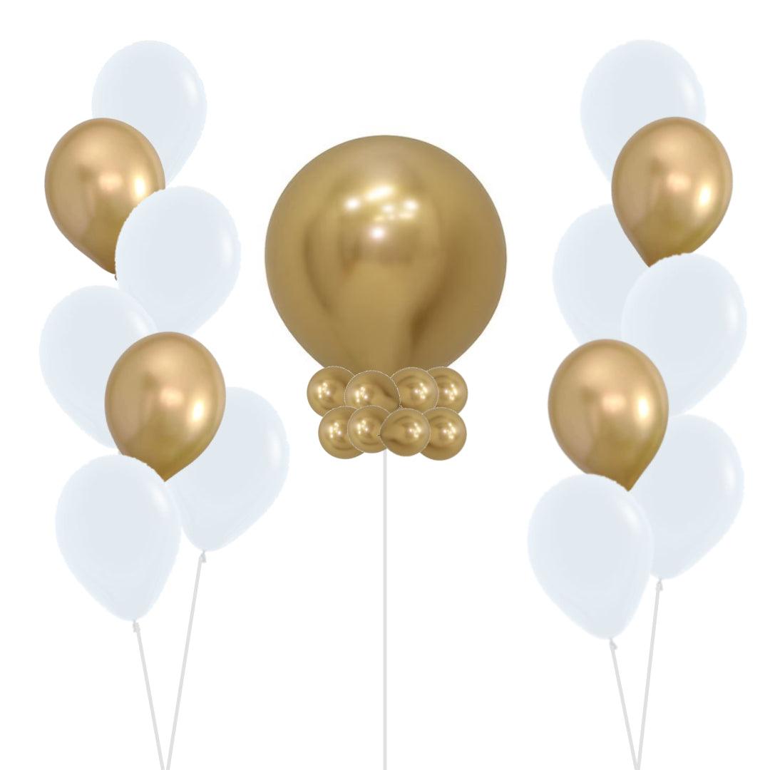 Chrome Gold WOW Gender Reveal Birthday Celebration Wedding PARTY Helium balloon set - ONE UP BALLOONS