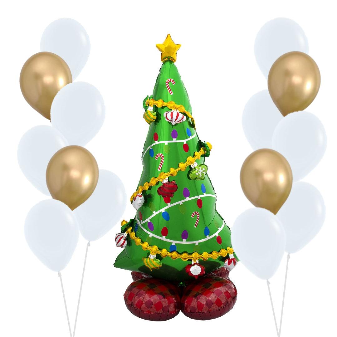 Classic Christmas Tree Party celebration balloon bouquet - ONE UP BALLOONS