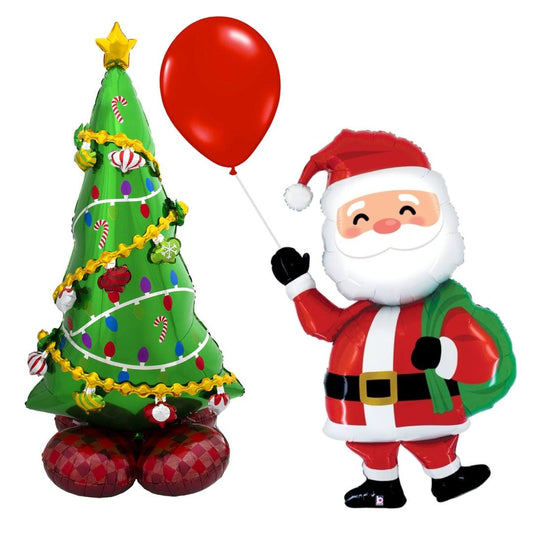 Christmas Fun Santa and tree balloon set - ONE UP BALLOONS