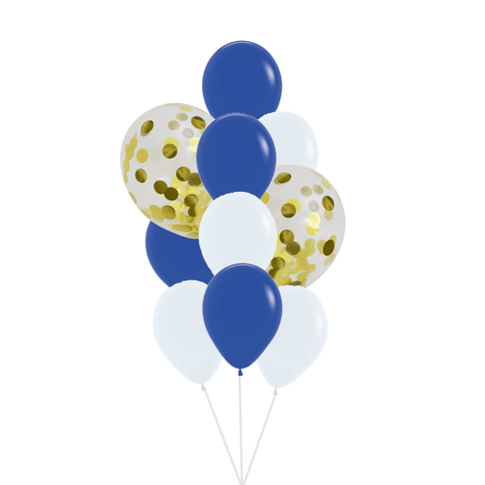OFFICE BIRTHDAY PARTY - CONFETTI AND 11IN BOUQUET OF 10 - ONE UP BALLOONS