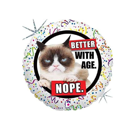 18 inch Birthday Grumpy Cats Humour Foil Balloons - ONE UP BALLOONS