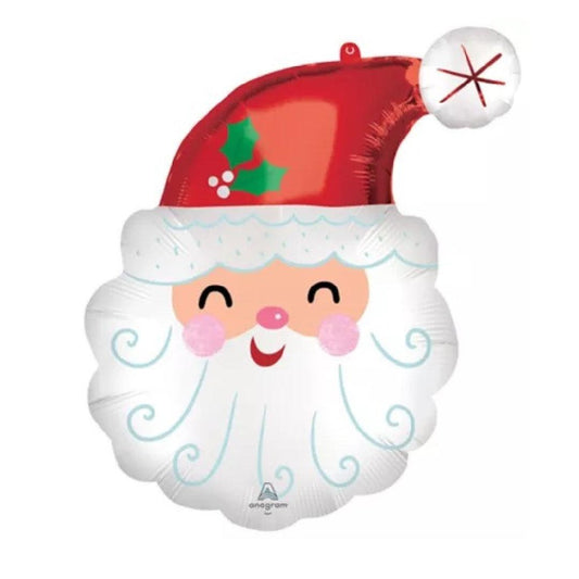 27 inch Christmas Smiley Santa Claus Satin Foil Balloons (Helium included) - ONE UP BALLOONS