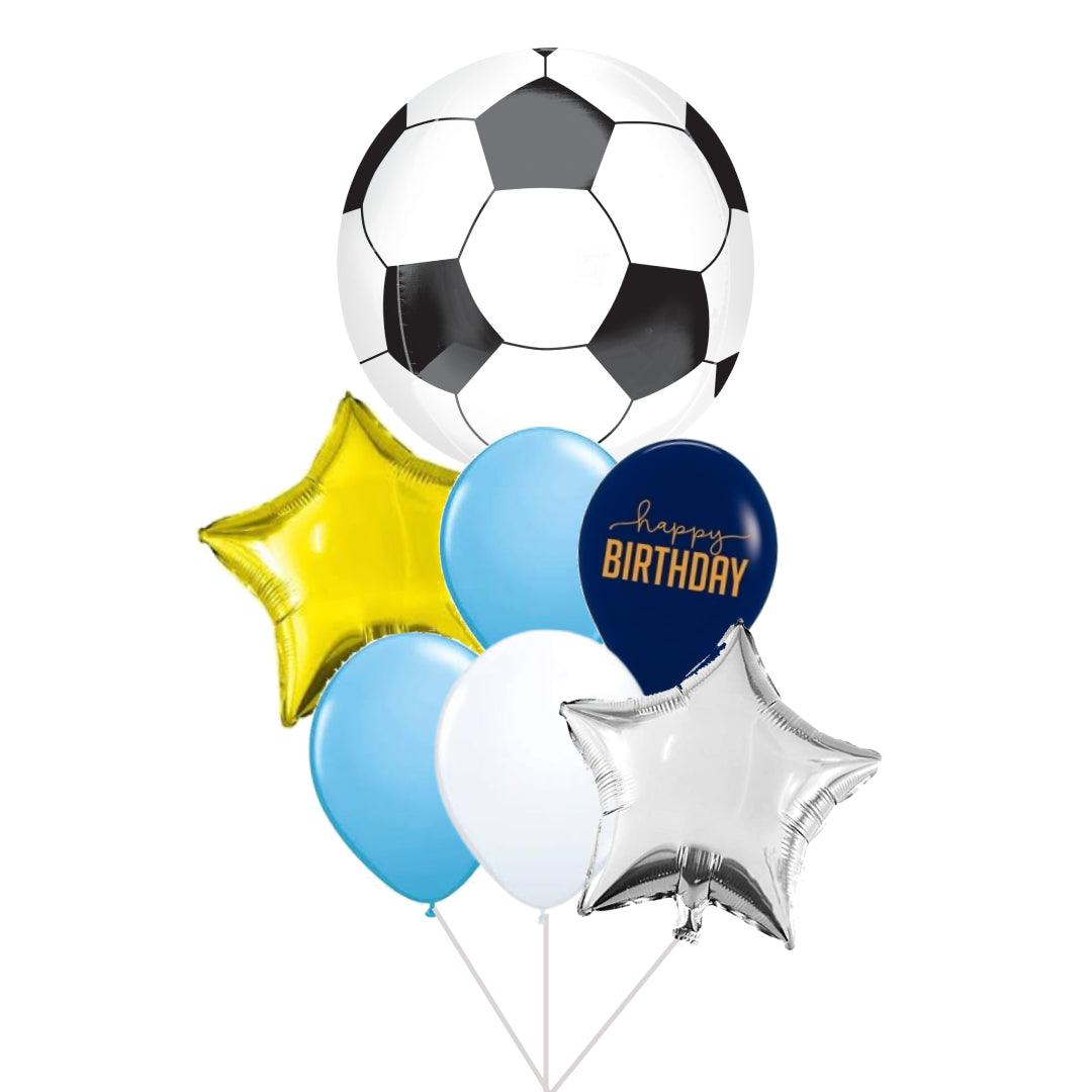 World cup soccer fan birthday balloon bouquet of 7 - ONE UP BALLOONS