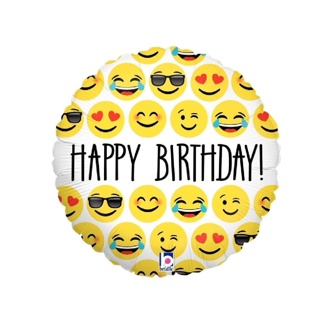 18 inch helium filled emoji faces foil birthday balloon - ONE UP BALLOONS