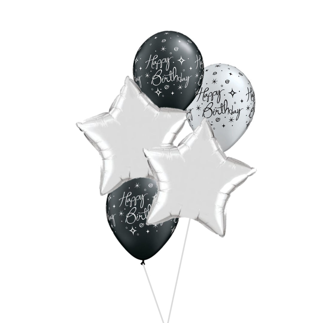 Silver star Elegant Birthday Balloon Bouquet