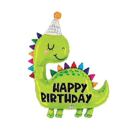 Dinosaur Birthday Foil Balloon Helium Inflation Included 38'' - ONE UP BALLOONS