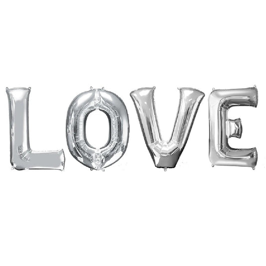 Jumbo Love Silver Letter Foil Balloons