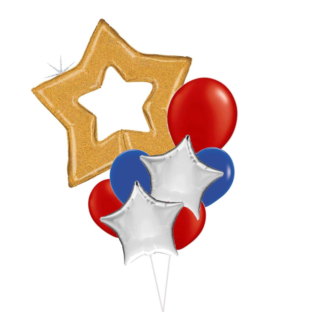 Let's celebrate birthday wedding anniversary star wow helium bouquet - ONE UP BALLOONS