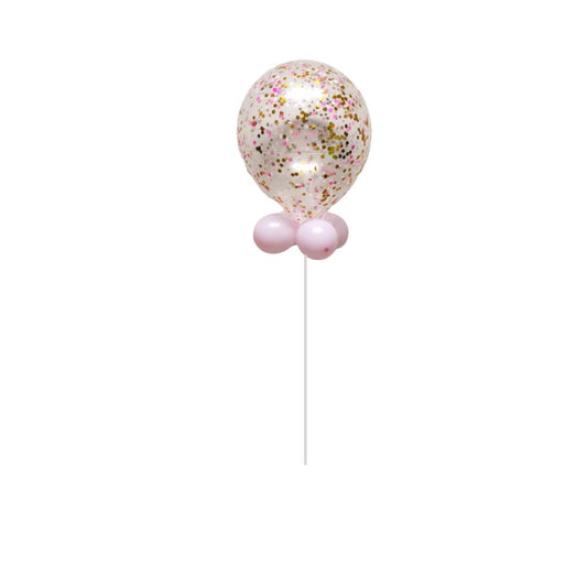 16 inch clear latex balloon with pink and gold confetti - ONE UP BALLOONS