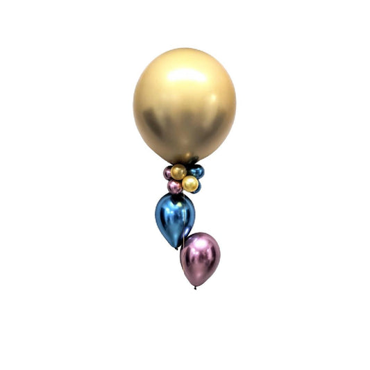 Chrome gold gender reveal helium balloon bouquet - ONE UP BALLOONS
