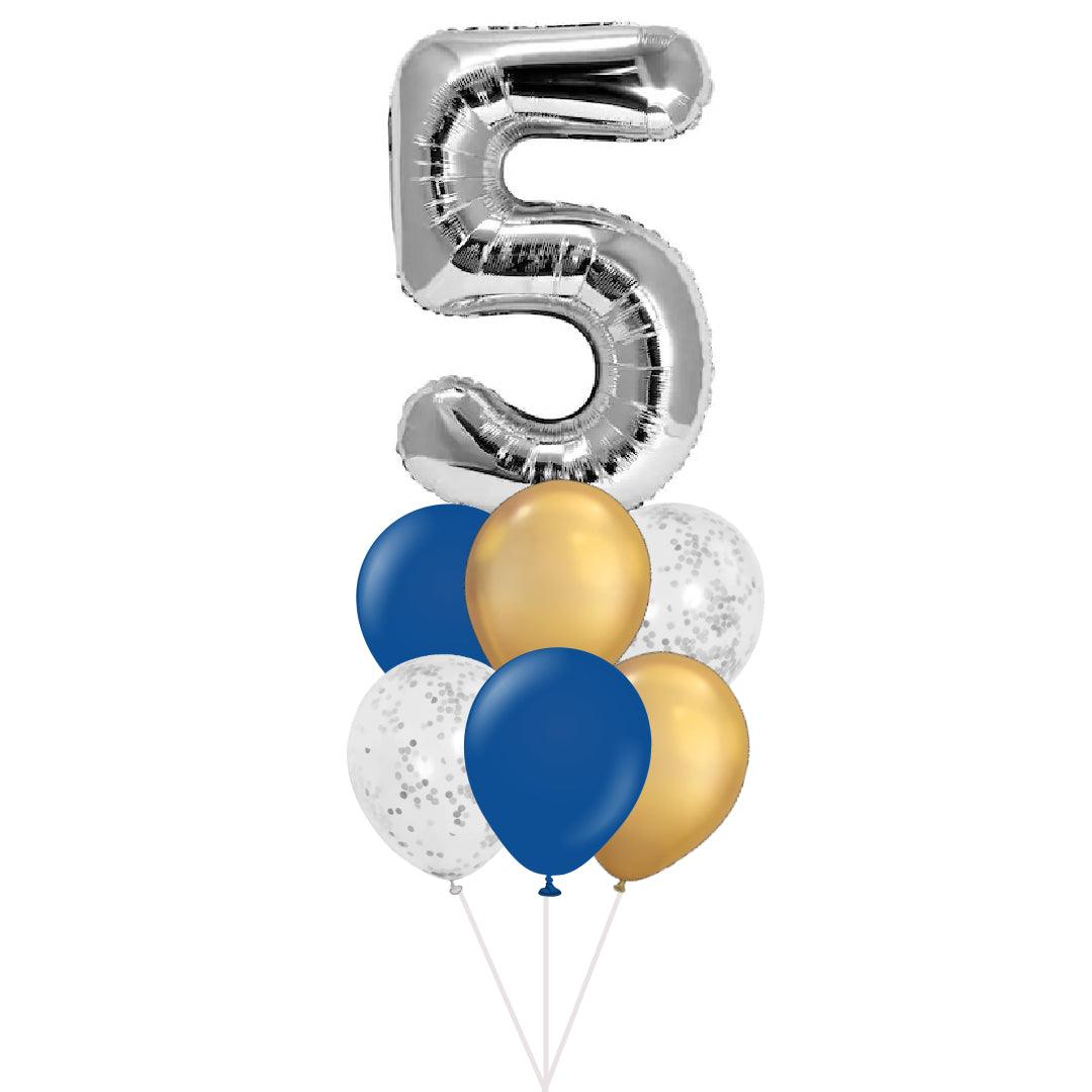 Classic single birthday number royal blue balloon bouquet - ONE UP BALLOONS
