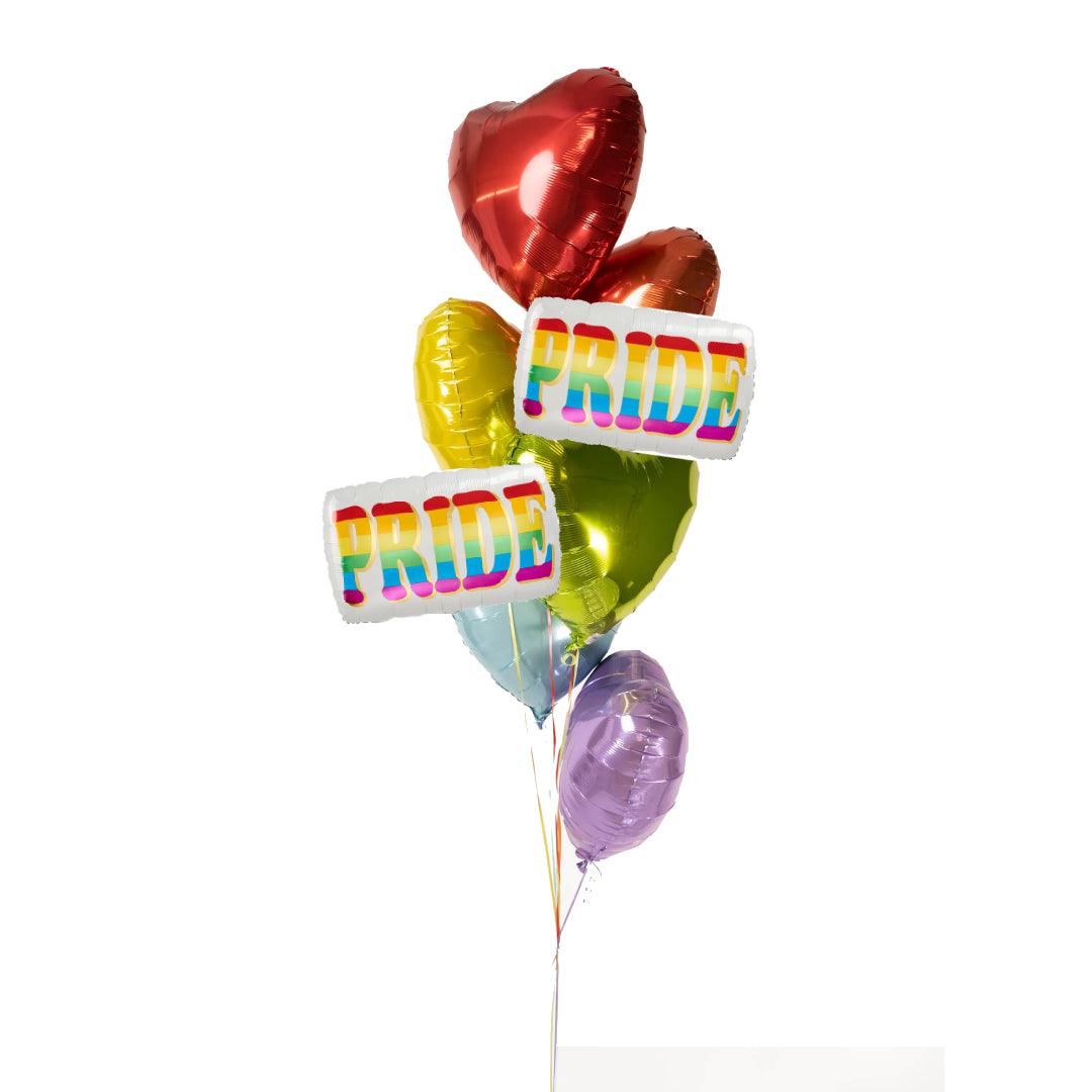 Pride Rainbow hearts balloon bouquet - ONE UP BALLOONS
