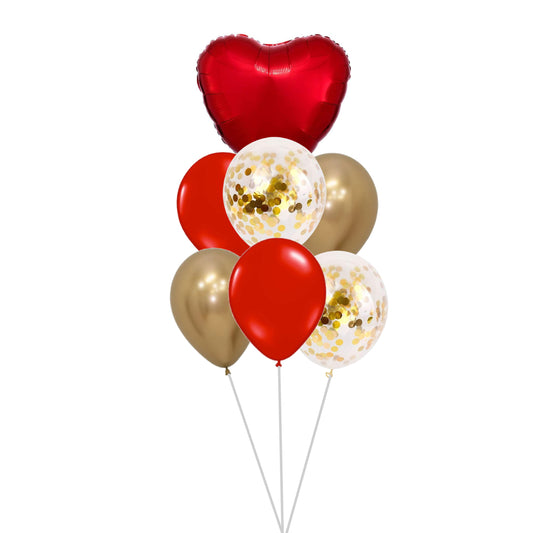 Valentines Day Classic Red heart confetti balloon bouquet