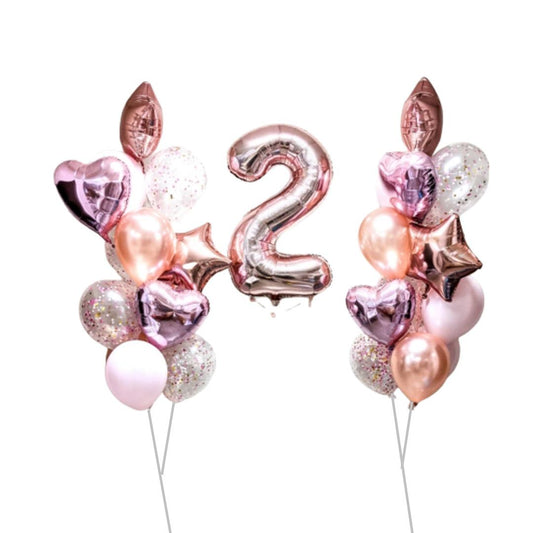 Twinkle Twinkle Rose Gold Splash Birthday Balloon Set - ONE UP BALLOONS
