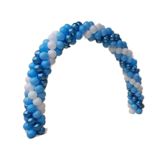 Spiral Chrome Blue Pale Blue White Balloon Arch - ONE UP BALLOONS