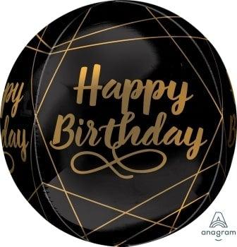 Elegant Happy Birthday Orbz Balloon - ONE UP BALLOONS
