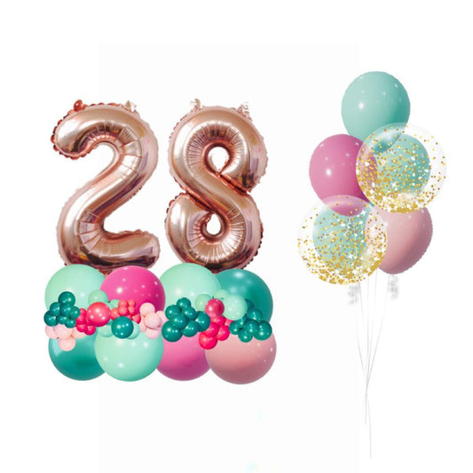 GIFT-FLAMINGO FLING - CONFETTI BOUQUET & NUMBER PEDESTALS SET - ONE UP BALLOONS