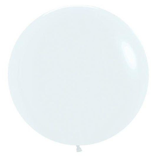 24" White helium filled with Hi Float - ONE UP BALLOONS