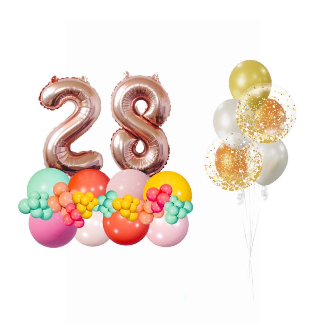 COLORFUL BLOOM - CONFETTI BOUQUET & NUMBER PEDESTALS SET - ONE UP BALLOONS