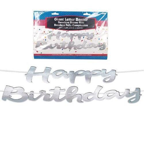 BANNER giant letter foil happy birthday - ONE UP BALLOONS
