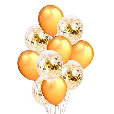 Golden Confetti Fun Bouquet of 10 - ONE UP BALLOONS