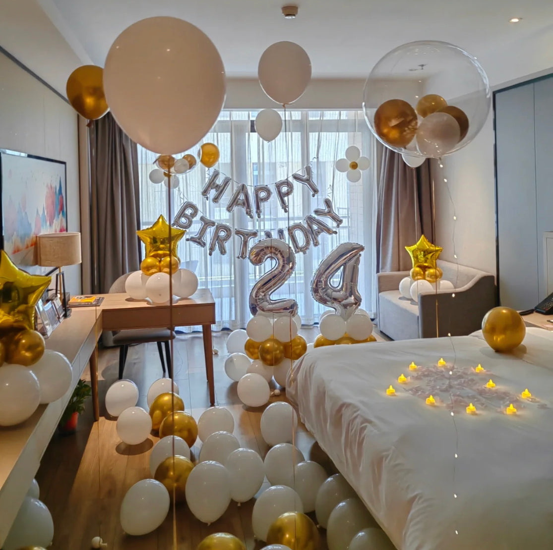 Classic gold theme birthday celebration package