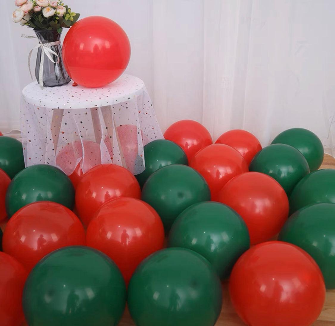 Global Shipping (50 pack) 11 inch christmas green and red mix Balloons (Balloons only) - ONE UP BALLOONS