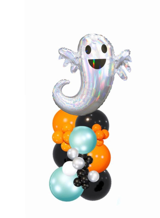 HALLOWEEN THEME - GHOST FOIL BALLOON COLUMN - 4FT - ONE UP BALLOONS