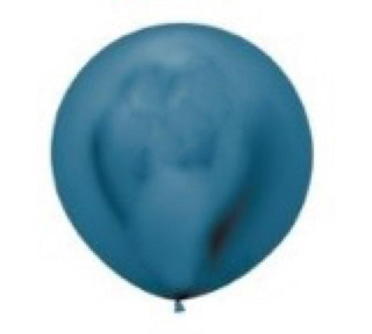 24" Chrome Blue Helium filled With Hi Float - ONE UP BALLOONS