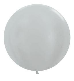 24" Metallic Silver helium filled with Hi Float - ONE UP BALLOONS