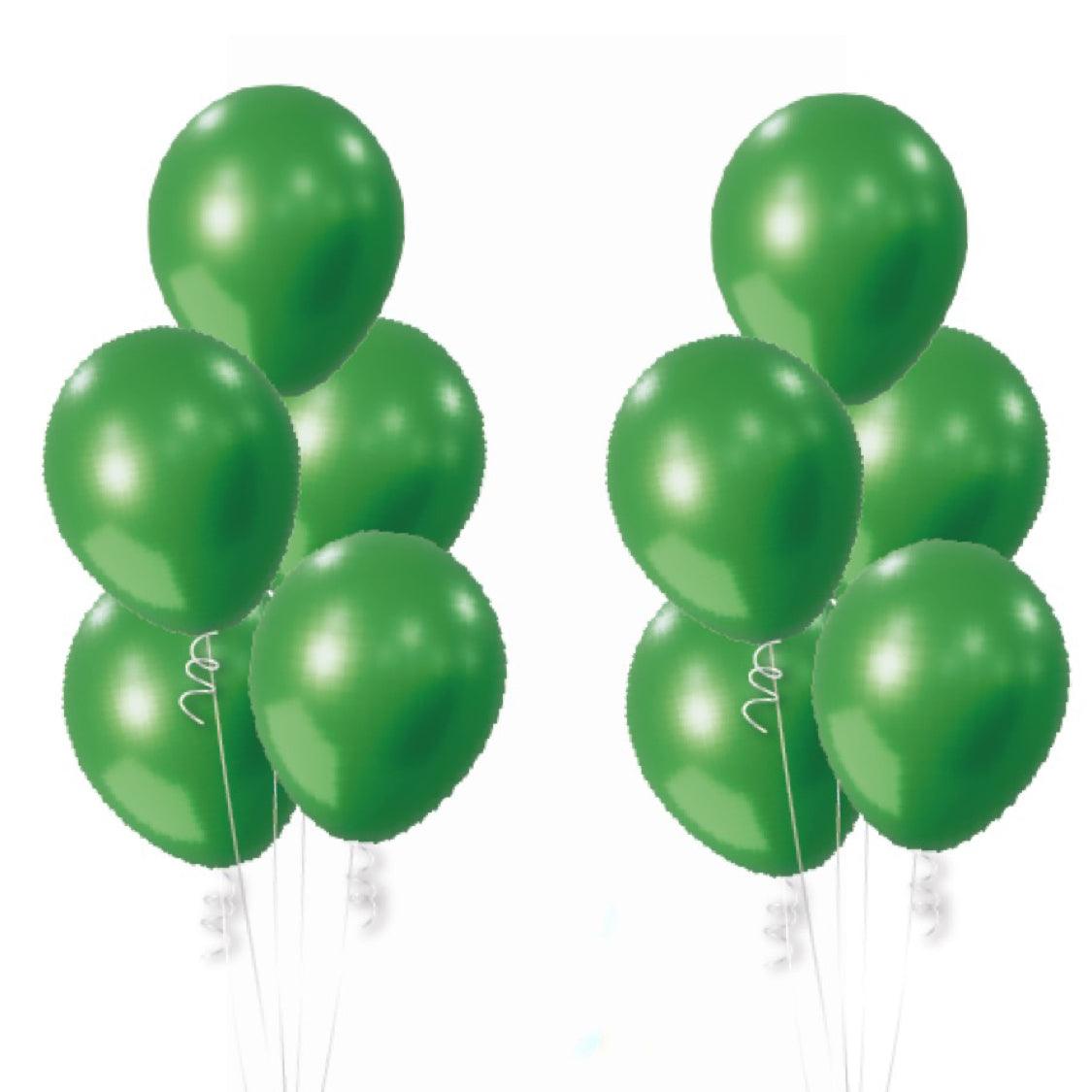 Chrome green jungle balloon 2 bouquets of 5 - ONE UP BALLOONS