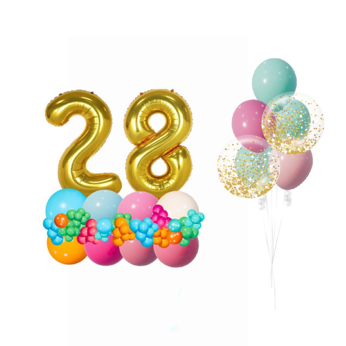 TROPICAL TIME - CONFETTI BOUQUET & NUMBER PEDESTALS SET - ONE UP BALLOONS