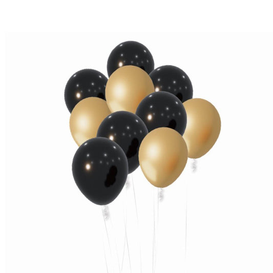Classic Gold & Black Bouquet - ONE UP BALLOONS