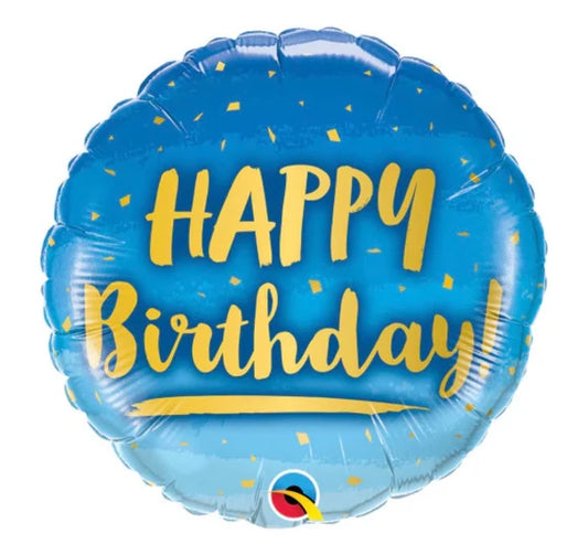18” ocean blue happy birthday foil balloon