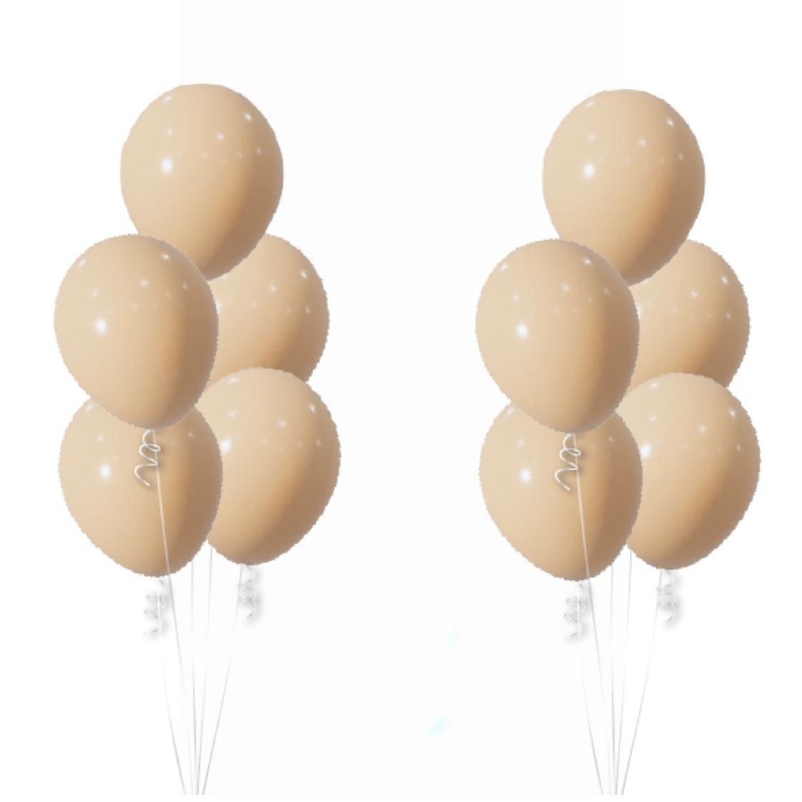Hollywood Sand Nude Colour Scheme helium filled latex balloon 2 bouquets of 5 - ONE UP BALLOONS