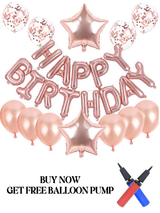 Happy Birthday Balloon Kit Rose Gold Classic