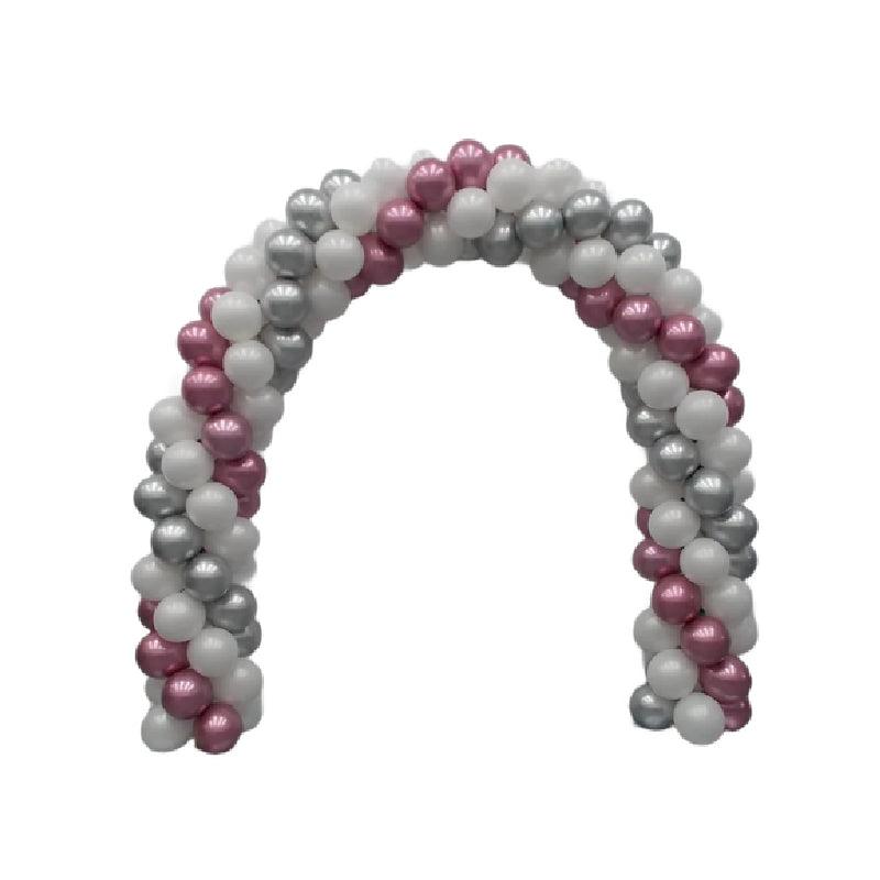 Chrome Mauve Silver Pearl White Spiral Balloon Arch - ONE UP BALLOONS